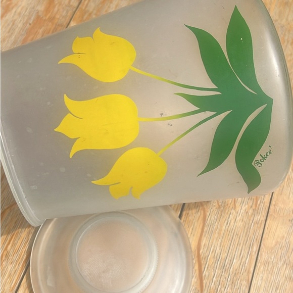 Vintage Bartlett Collins Pokee Yellow Tulip Frosted Glass Cookie Jar/Canister - Picture 8 of 10